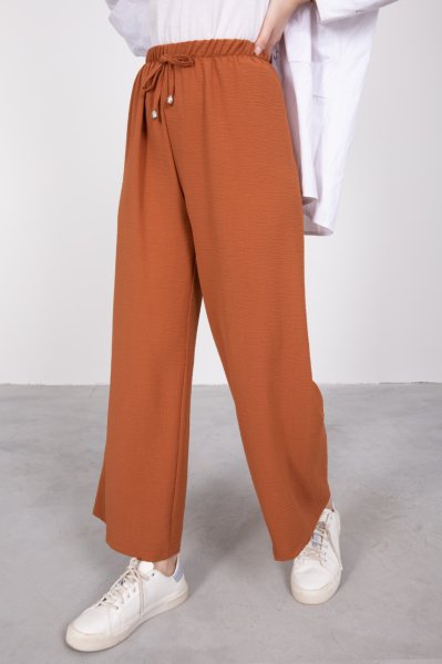 Oversize Bağcıklı Tesettür Pantolon Tarçın