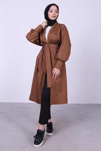 Kimonolu Rahat Kesim Trençkot Camel