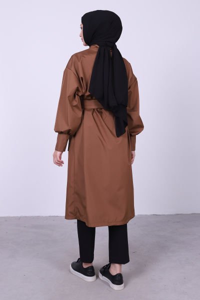 Kimonolu Rahat Kesim Trençkot Camel