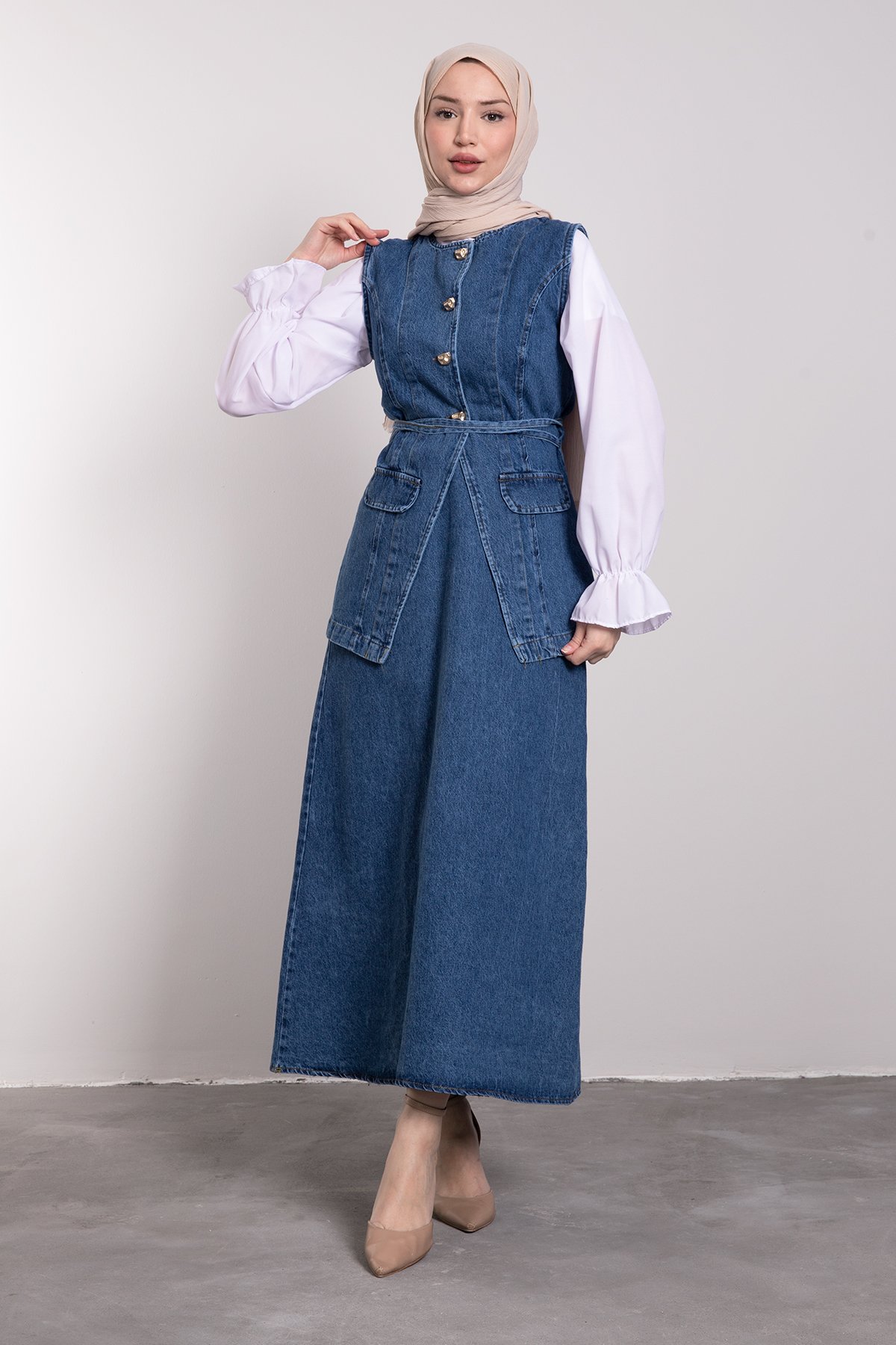 Denim Etekli İkili Tesettür Takım