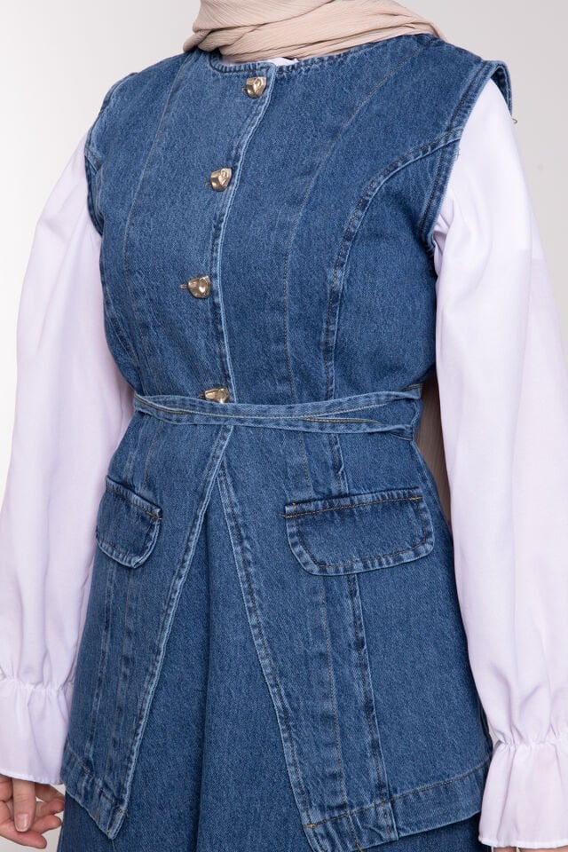 Denim Etekli İkili Tesettür Takım