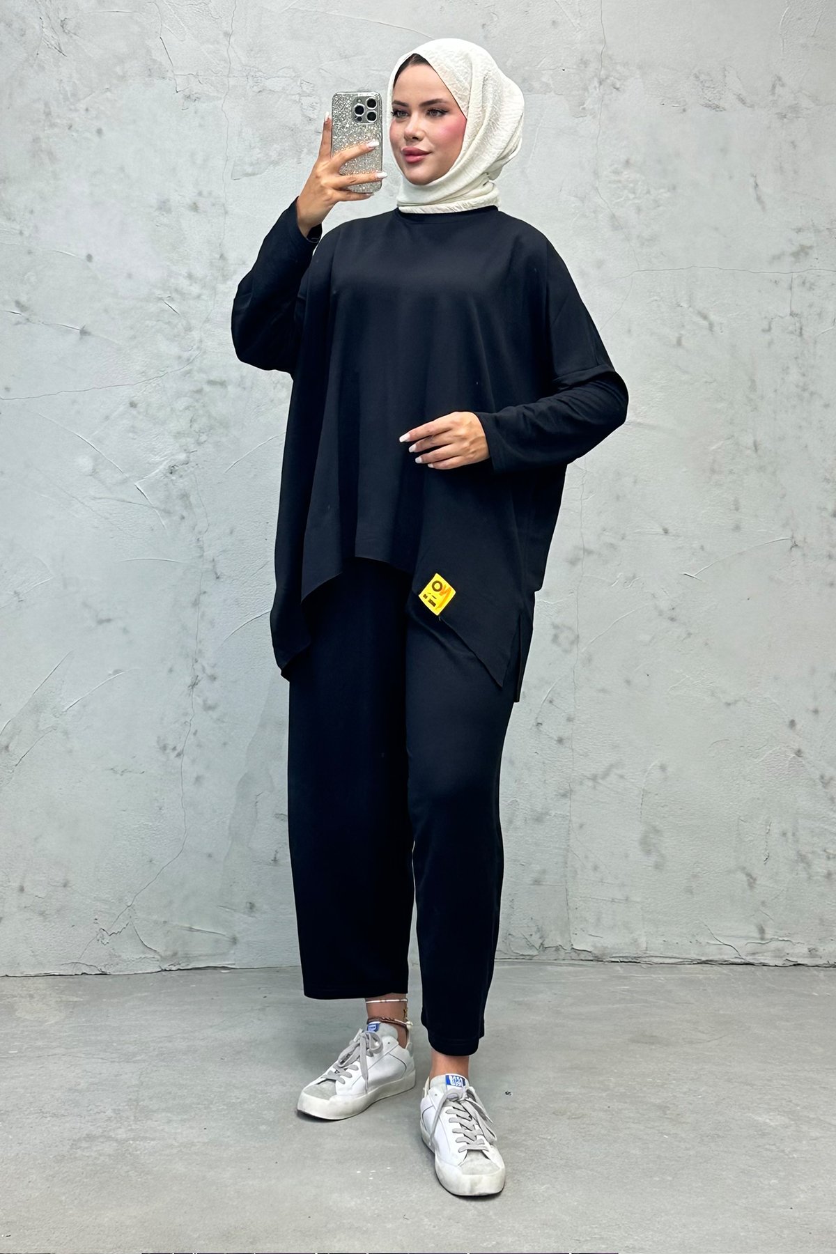 Oversize Rahat Kesim Tesettür Takım Siyah