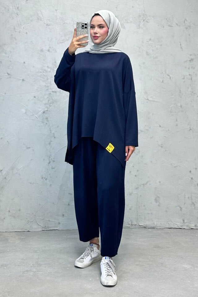 Oversize Rahat Kesim Tesettür Takım Lacivert