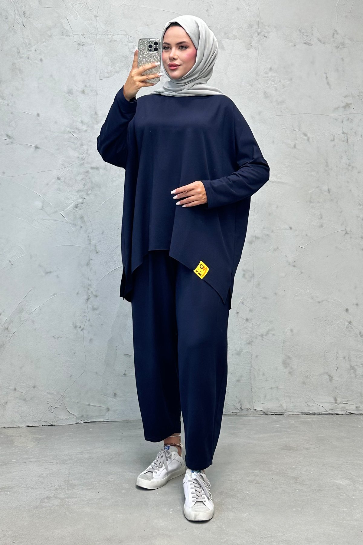 Oversize Rahat Kesim Tesettür Takım Lacivert