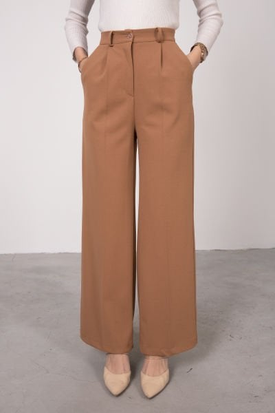 Palazzo Kesim Cepli Tesettür Pantolon Karamel