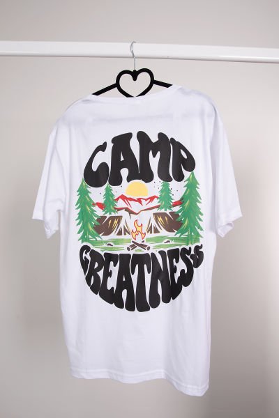 Desenli Baskılı T shirt Beyaz
