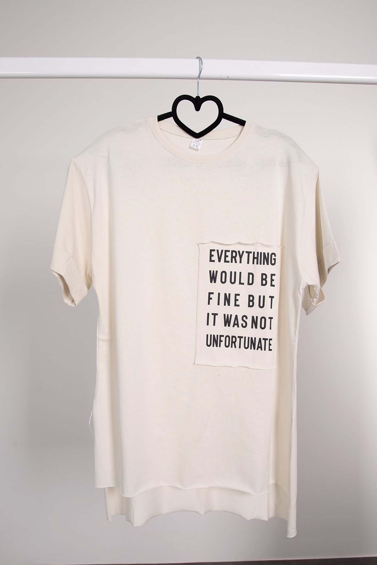 Yazılı Baskılı T shirt Krem