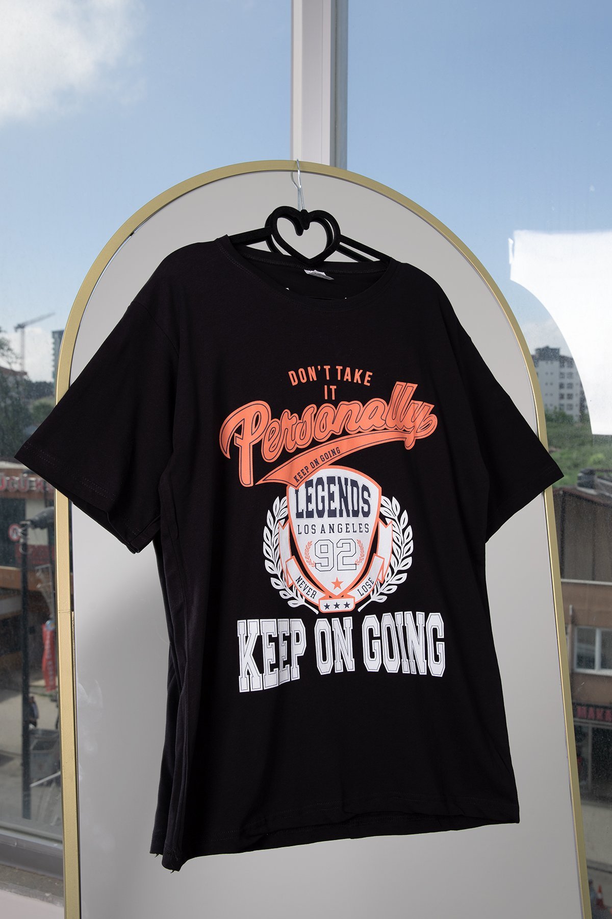 Desenli Baskılı T shirt Siyah