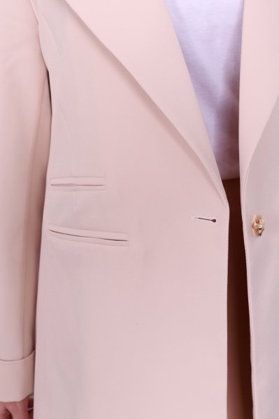Gold Düğmeli Blazer Ceket Krem